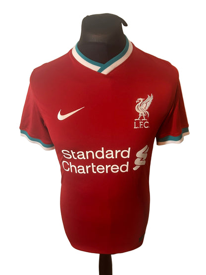 Liverpool 2020-21 home football shirt, Nike, small, red, Mohamed Salah, front