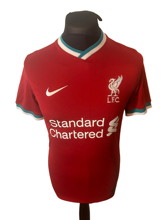 Liverpool 2020-21 home football shirt, Nike, small, red, Mohamed Salah, front