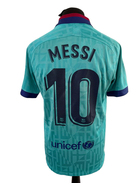 Barcelona 2019-20 third football shirt, blue, medium, Nike, Lionel Messi, back