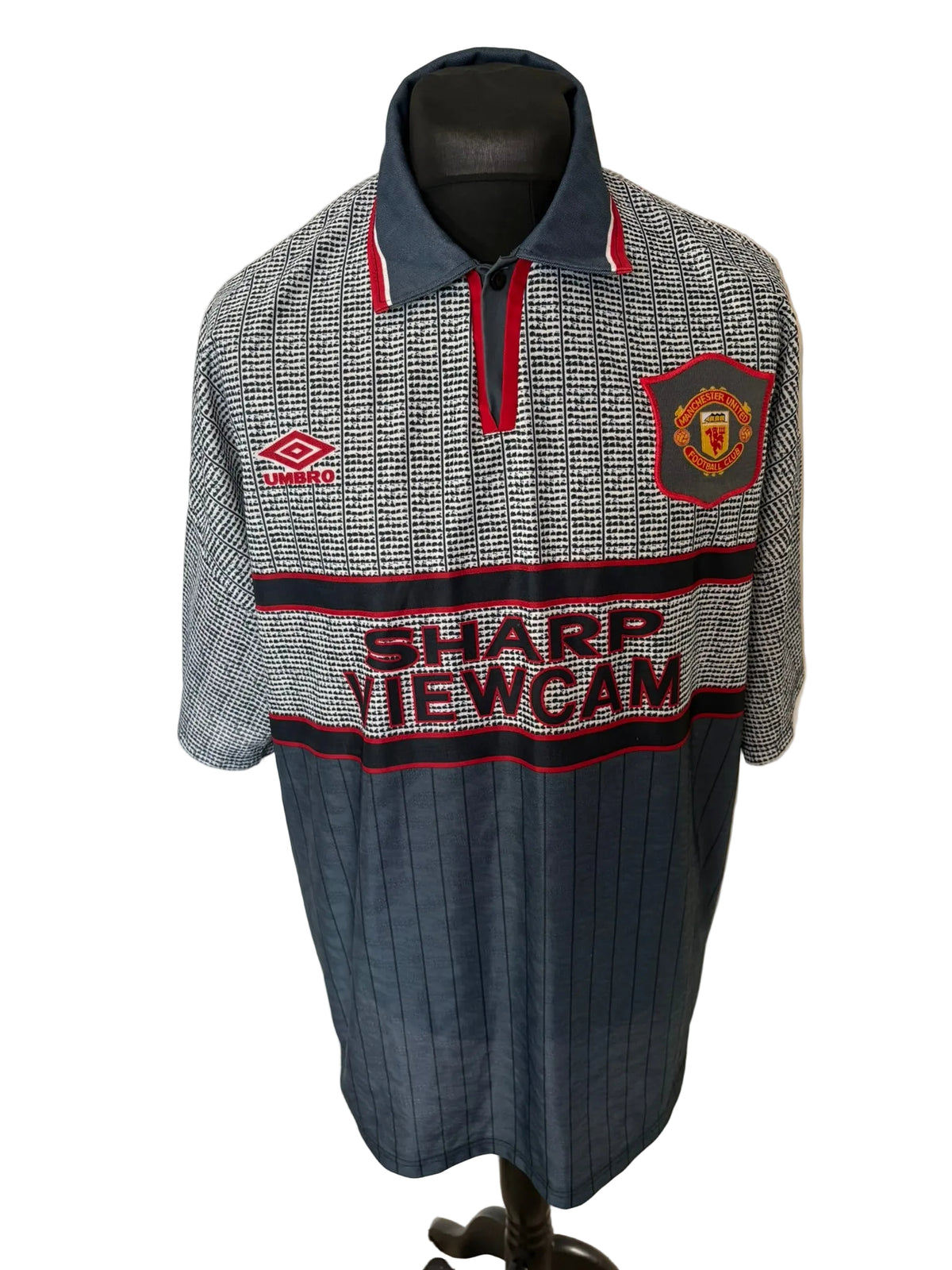 Manchester United 1995-96 away football shirt, grey, XXL, 2XL, Umbro, Eric Cantona, front