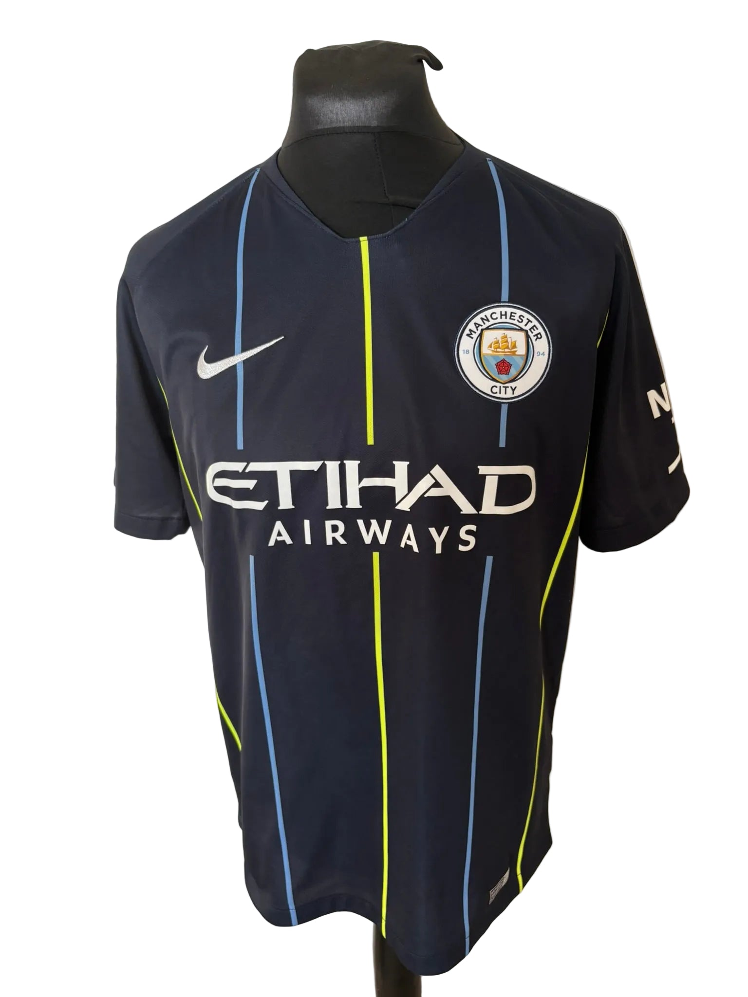 Manchester City 2018-19 away football shirt, navy, Large, Nike, David Silva, front