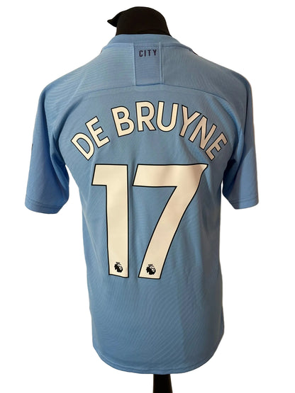 Manchester City 2019-20 home football shirt, blue, medium, Puma, Kevin De Bruyne, back
