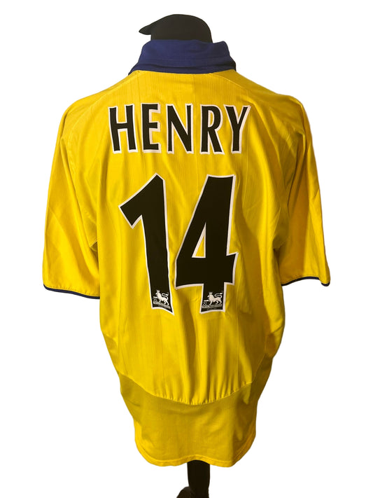 Arsenal 2003-04 away football shirt, Nike, extra large, XL, yellow, Thierry Henry, back