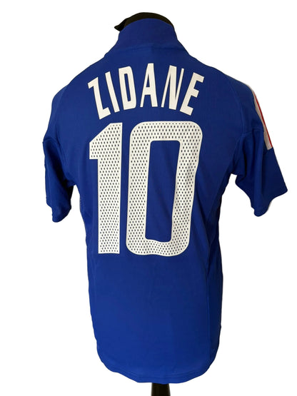 France 2002-04 home football shirt, blue, small, Adidas, Zinedine Zidane, back