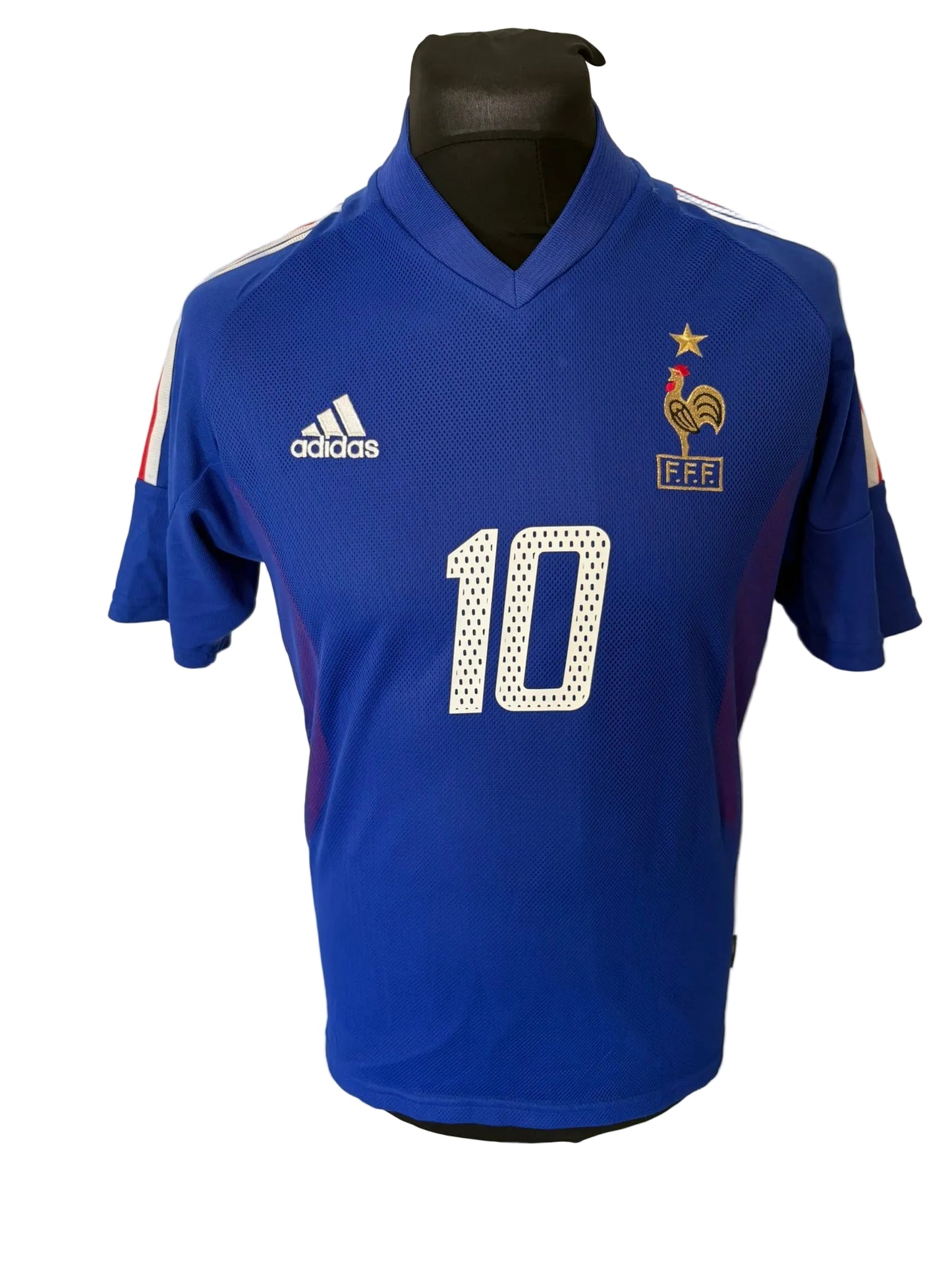 France 2002-04 home football shirt, blue, small, Adidas, Zinedine Zidane, front
