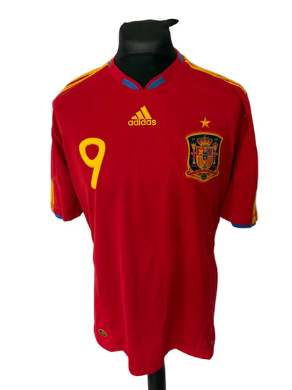 Spain 2009-10 home football shirt, red, Large, Adidas, Fernando Torres, front