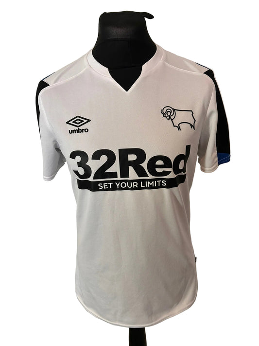 Derby County 2021-22 home football shirt, white, medium, Umbro, front