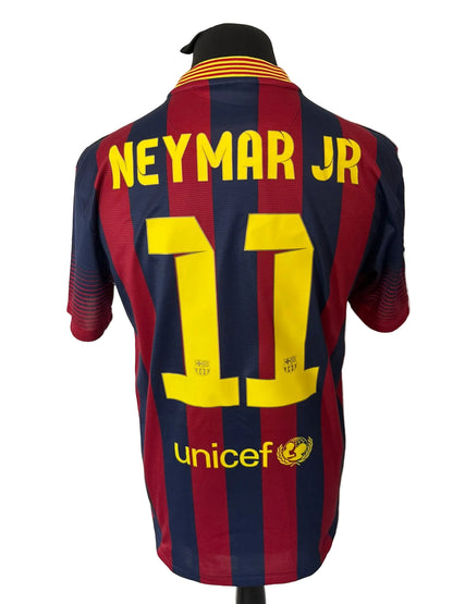 Barcelona 2013-14 home football shirt, blue and red, medium, Nike, Neymar, back