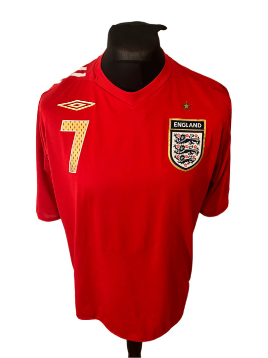 England David Beckham 2006-08 Away Football Shirt Large Umbro
