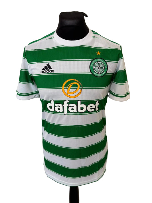 Celtic 2021-22 home football shirt, green and white, small, Adidas, front