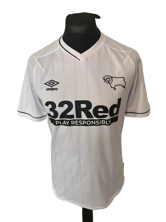 Derby County 2020-21 home football shirt, white, medium, Umbro, front