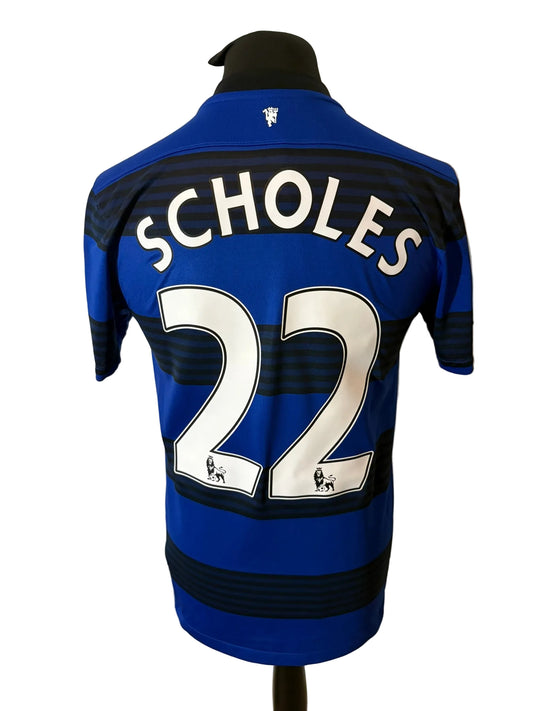Manchester United 2011-13 away football shirt, blue, small, Nike, Paul Scholes, back
