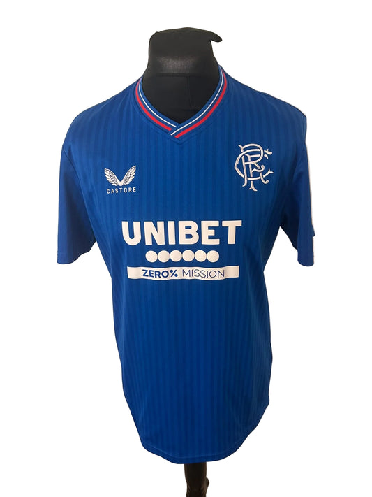 Rangers 2023-24 home football shirt, blue, Large, Castore, front