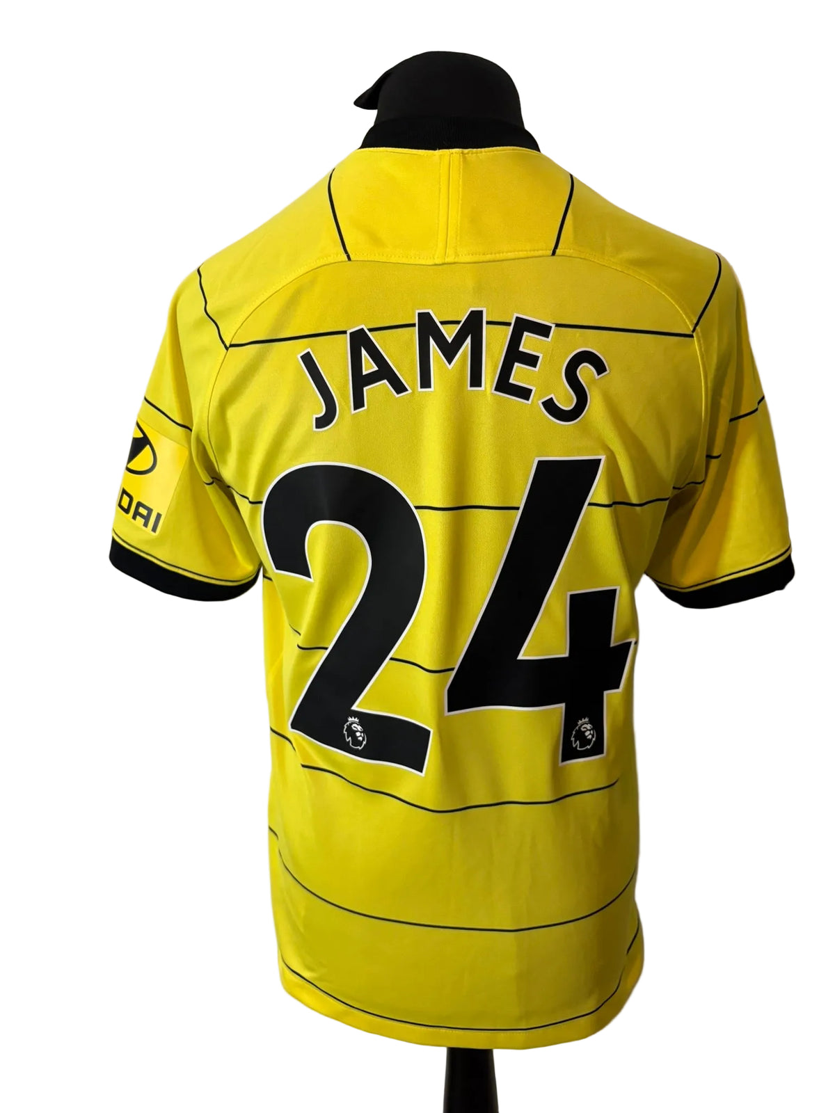 Chelsea 2021-22 away football shirt, yellow, medium, Nike, Reece James, back