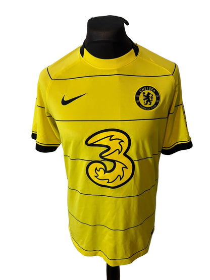 Chelsea 2021-22 away football shirt, yellow, medium, Nike, Reece James, front