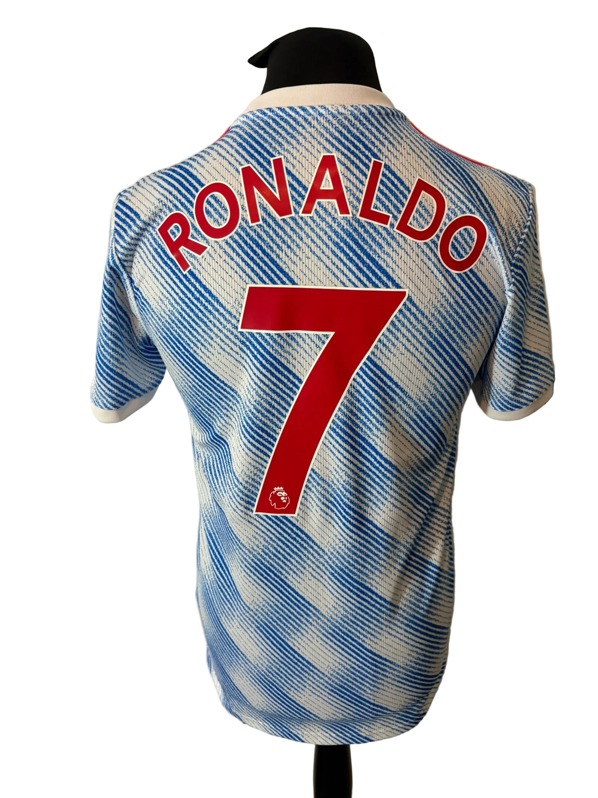 Manchester United 2021-22 away football shirt, blue, small, Adidas, Cristiano Ronaldo, back