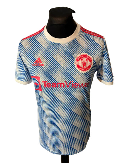 Manchester United 2021-22 away football shirt, blue, small, Adidas, Cristiano Ronaldo, front