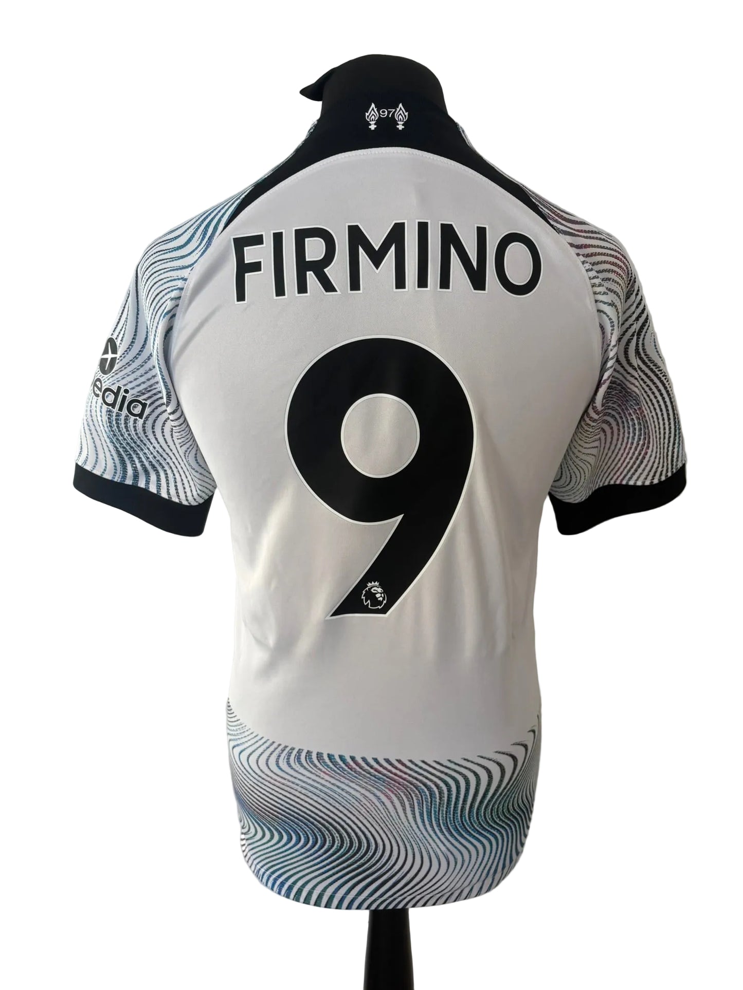 Liverpool 2022-23 away football shirt, white, small, Nike, Roberto Firmino, back