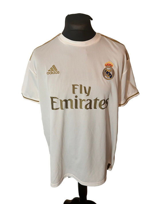 Real Madrid 2019-20 home football shirt, adidas, extra large, XL, white, Karim Benzema, front