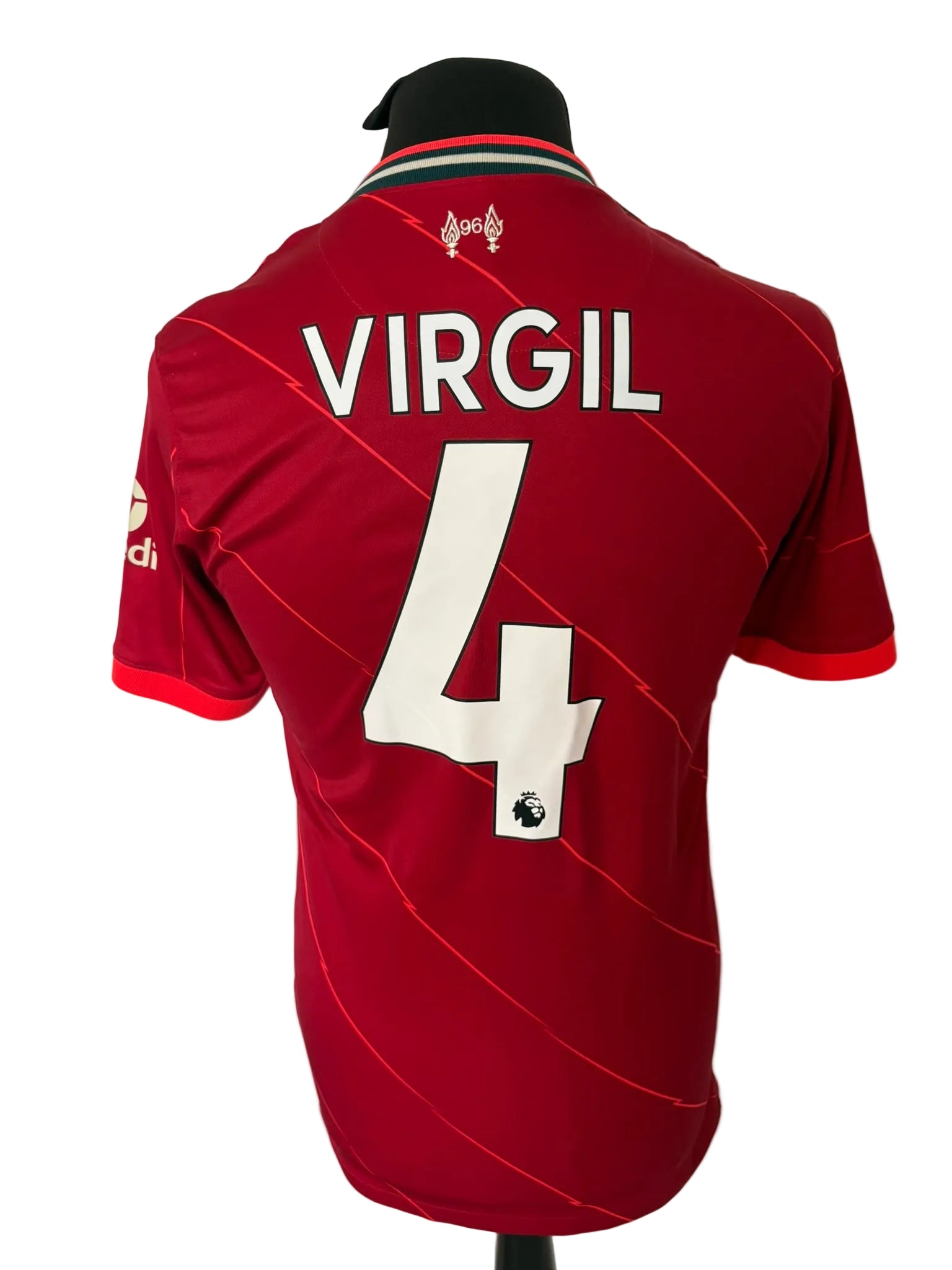 Liverpool 2021-22 home football shirt, red, small, Nike, Virgil Van Dijk, back