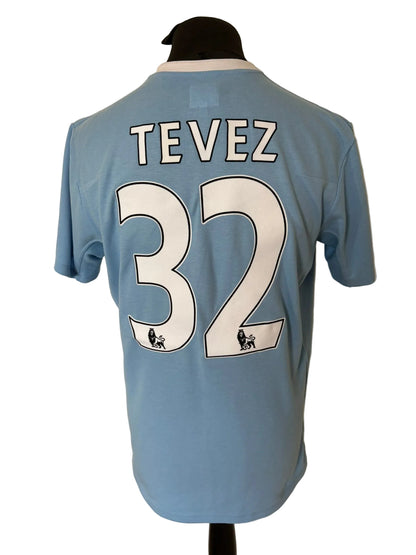 Manchester City 2009-10 home football shirt, blue, medium, Umbro, Carlos Tevez, back