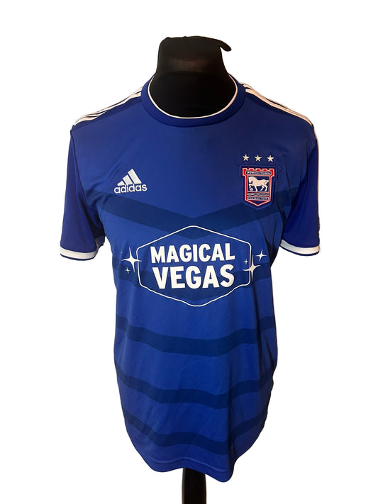 Ipswich Town 2019-20 home football shirt, adidas, medium, blue, front