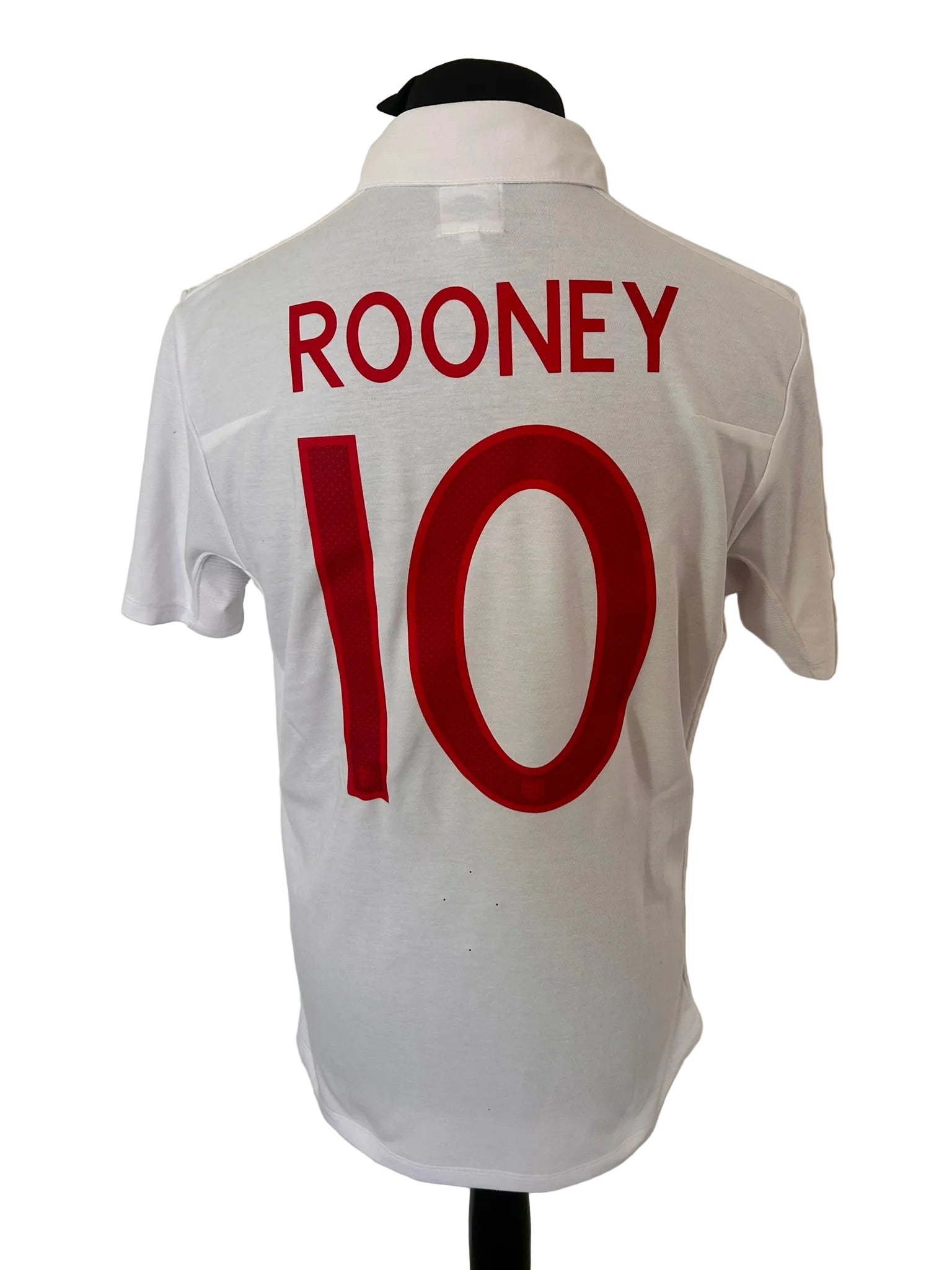 England 2009-10 home football shirt, white, medium, Umbro, Wayne Rooney, back