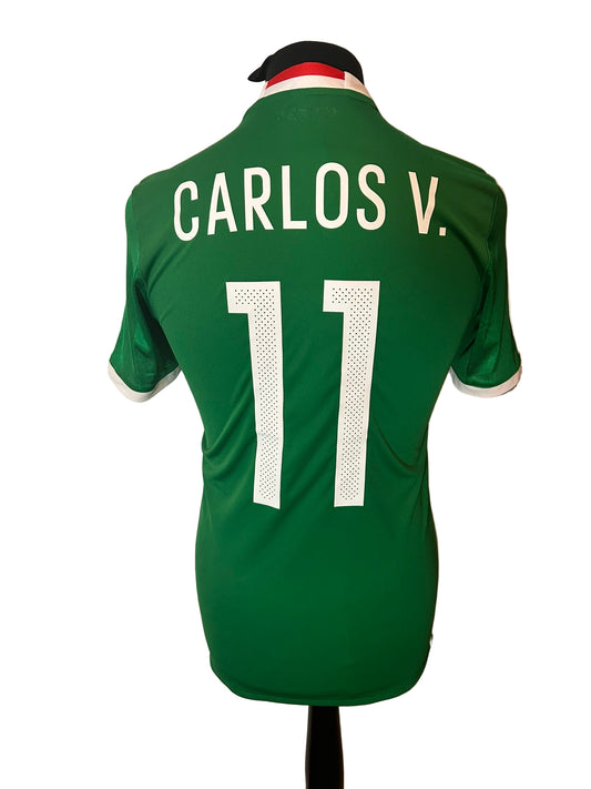 Mexico 2016-17 home football shirt, adidas, small, green, Carlos Vela, back