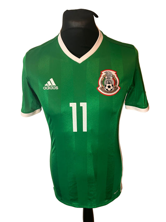 Mexico 2016-17 home football shirt, adidas, small, green, Carlos Vela, front