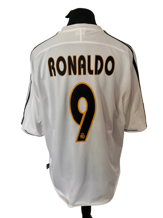 Real Madrid 2003-04 home football shirt, white, 2XL, XXL, Adidas, Ronaldo, back