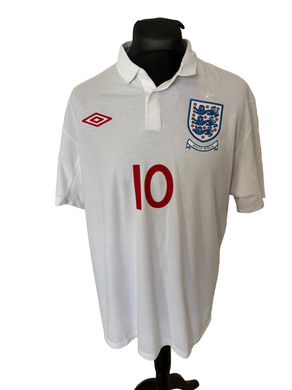 England 2009-10 home football shirt, white, XXL, 2XL, Umbro, Wayne Rooney, front