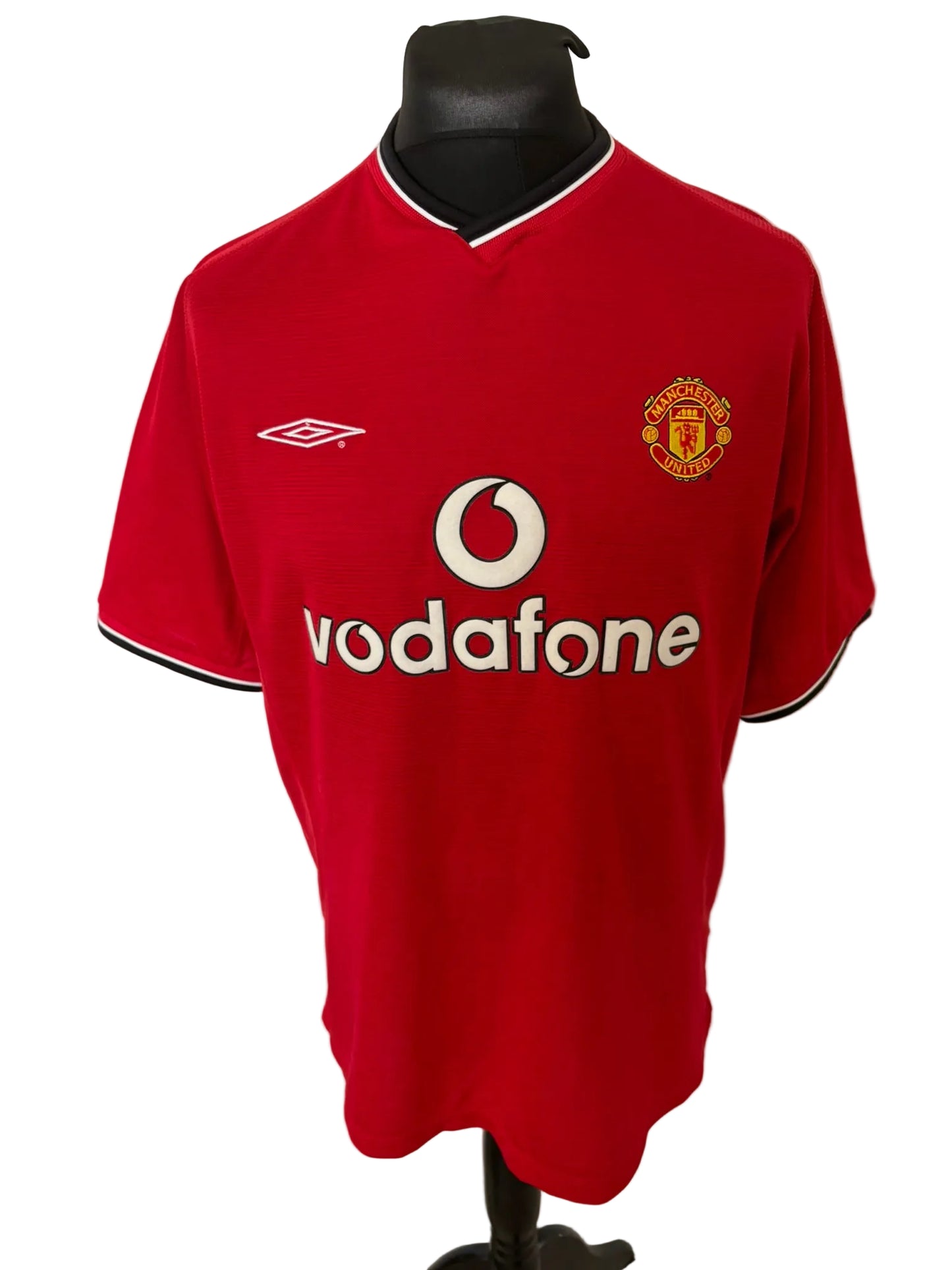 Manchester United 2000-02 home football shirt, red, Large, Umbro, David Beckham, front
