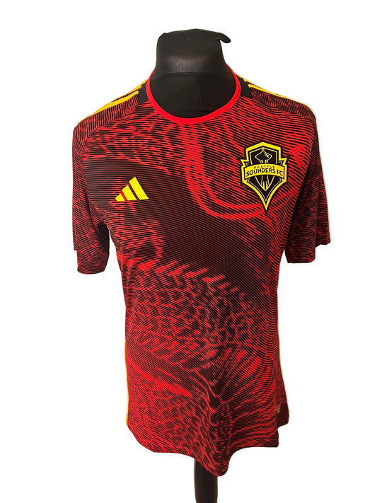 Seattle Sounders 2023-24 away football shirt, red, medium, Adidas, front