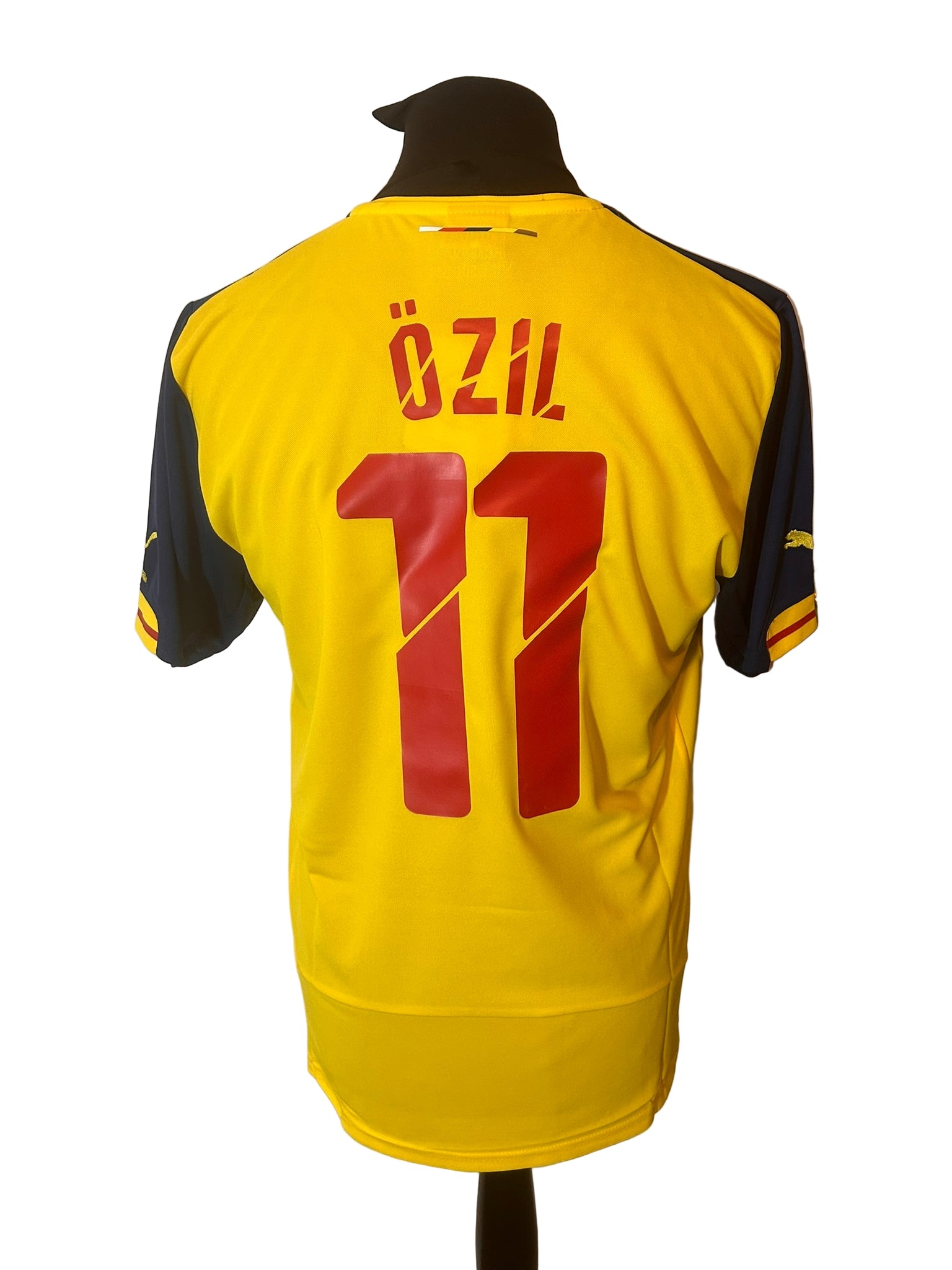 Arsenal 2014-15 away football shirt, puma, medium, yellow, Mesut Ozil, back