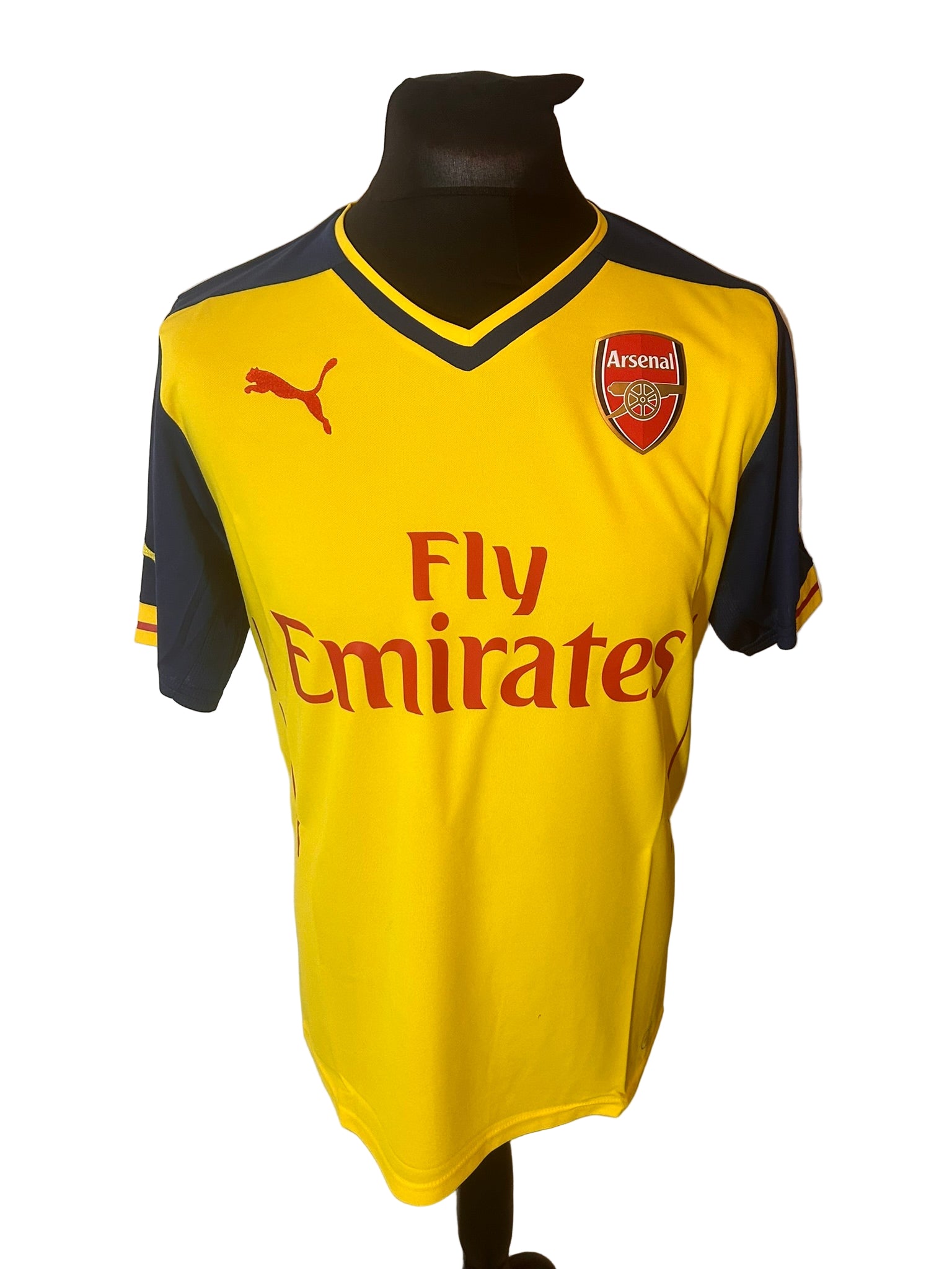 Arsenal 2014-15 away football shirt, puma, medium, yellow, Mesut Ozil, front