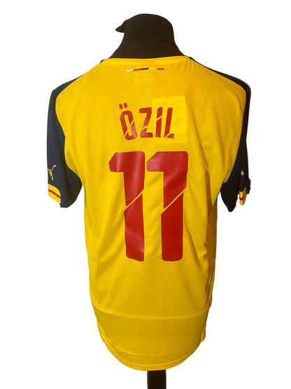 Arsenal 2014-15 away football shirt, puma, large, yellow, Mesut Ozil, back