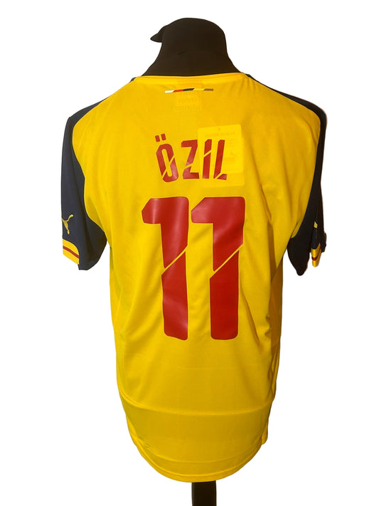 Arsenal 2014-15 away football shirt, puma, large, yellow, Mesut Ozil, back