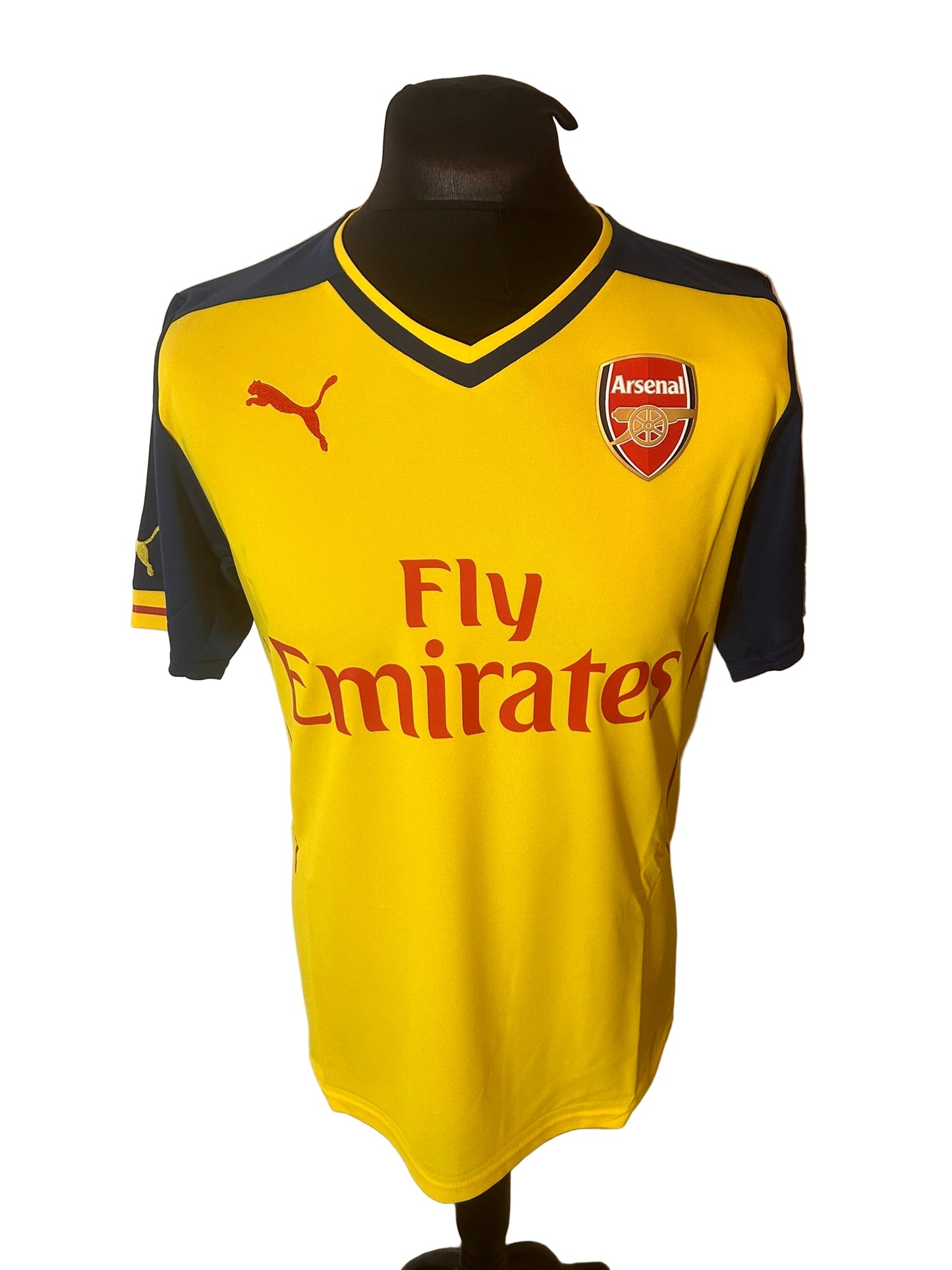 Arsenal 2014-15 away football shirt, Puma, medium, yellow, Aaron Ramsey, front
