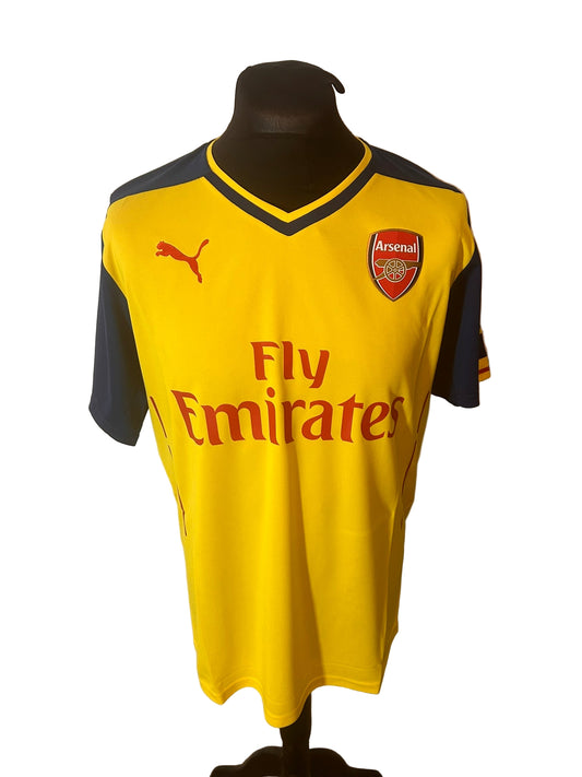 Arsenal 2014-15 away football shirt, Puma, large, yellow, Alexis Sanchez, front