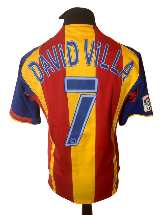 Valencia 2004-05 third football shirt, Nike, small, red and yellow, David Villa, back
