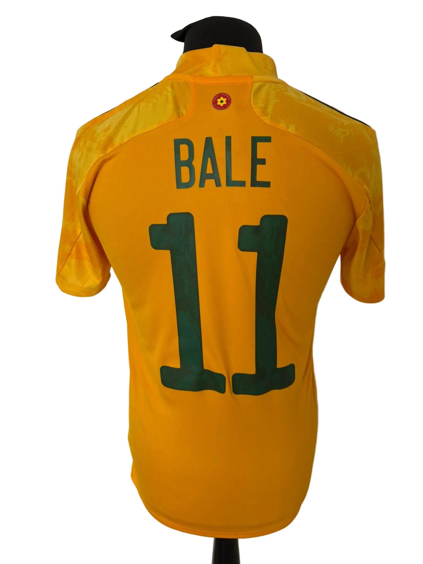 Wales 2020-21 away football shirt, yellow, small, Adidas, Gareth Bale, back