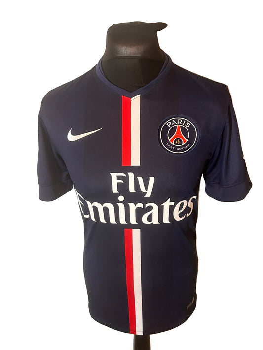 PSG, Paris Saint Germain 2014-15 home football shirt, Nike, small, navy, Zlatan Ibrahimovic, front
