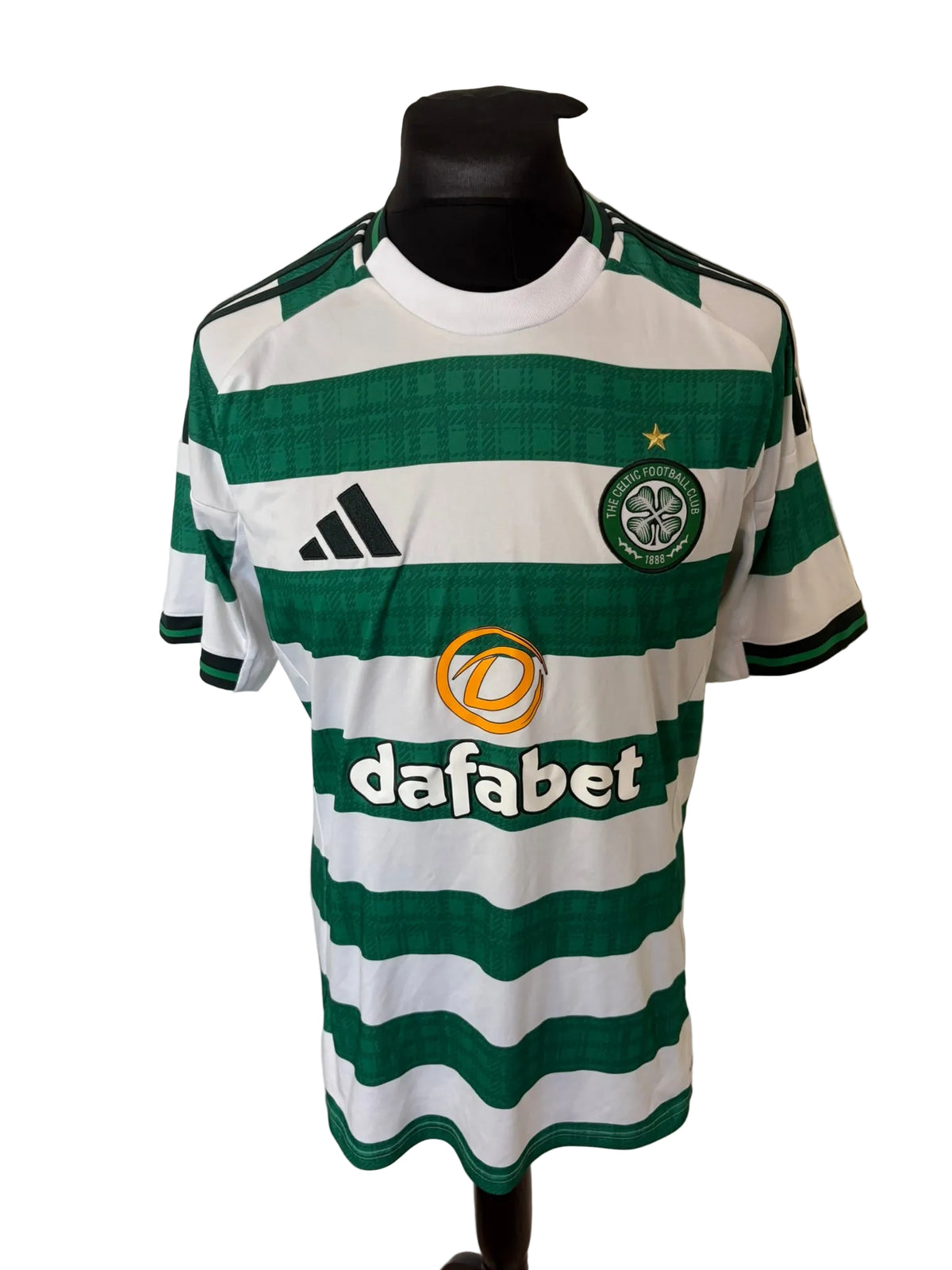 Celtic 2025-26 home football shirt, green and white, Large, Adidas, front