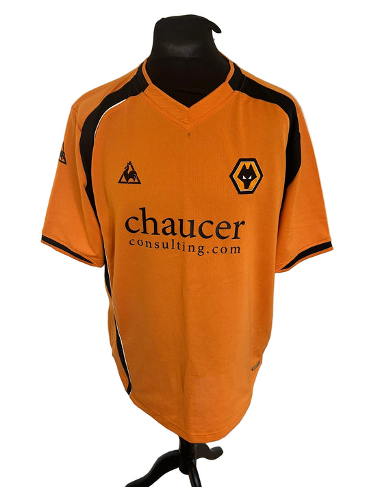 Wolves, Wolverhampton Wanderers 2008-09 home football shirt, Le Coq Sportif, XL, Extra Large, gold, front