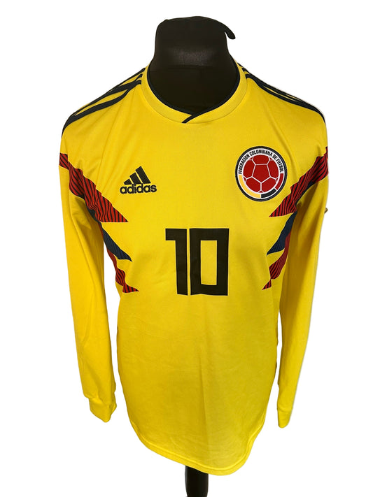 Colombia 2018-19 home football shirt, adidas, medium, yellow, long sleeves, James Rodriguez, front