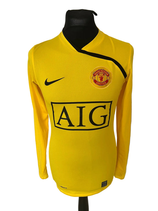 Manchester United 2008-09 goalkeeper football shirt, yellow, small, Nike, Edwin Van Der Sar, front