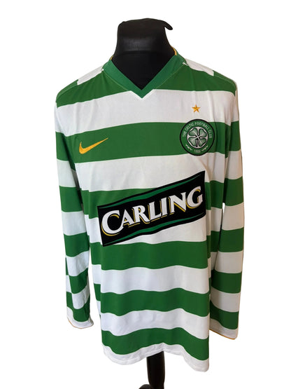 Celtic 2008-09 home football shirt, green and white, Extra Large, XL, Nike, front