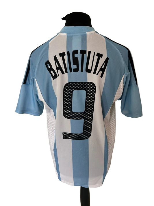 Argentina 2002-04 home football shirt, blue and white, medium, Adidas, Gabriel Batistuta, back