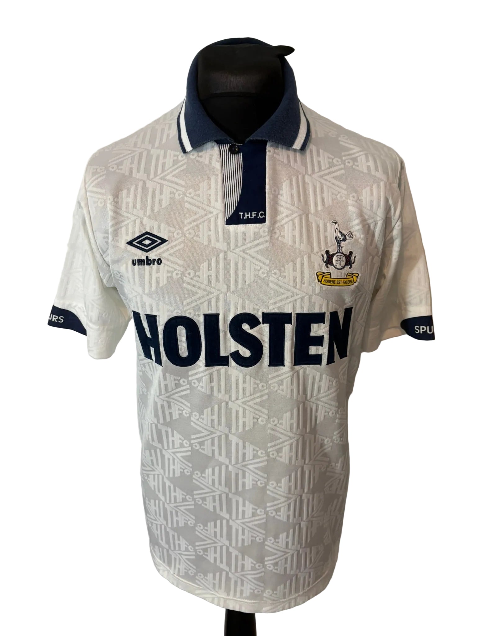 Tottenham Hotspur 1993-93 home football shirt, white, medium, Umbro, front