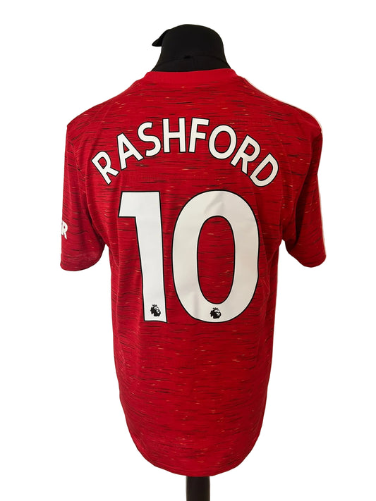 Manchester United 2020-21 home football shirt, red, Large, Adidas, Marcus Rasford, back